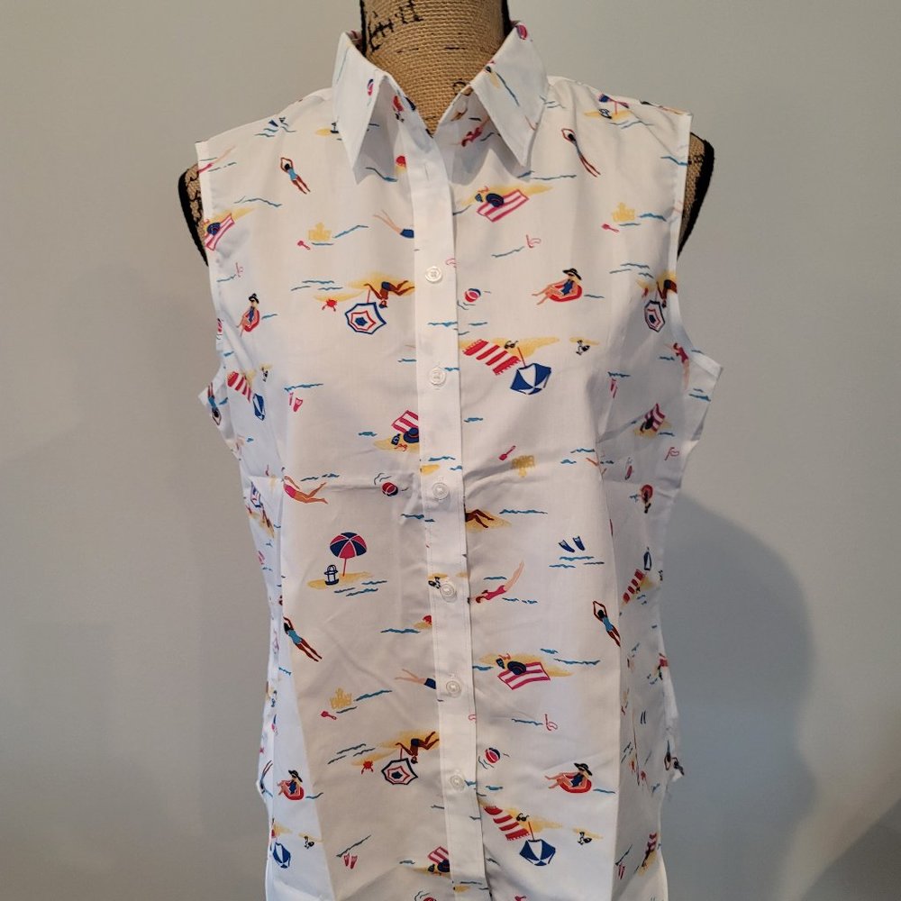 Lands End Summer themed Sleeveless Blouse 12P